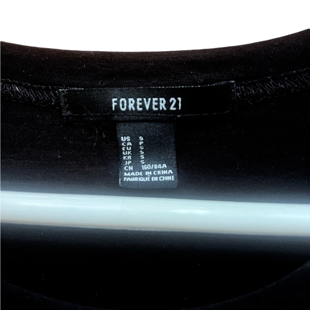 Forever 21 Black and White Dress Plain Black Top and Patterned Bottom - Picture 3 of 3
